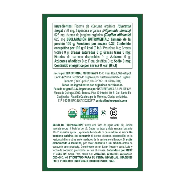 Té de Cúrcuma, Filipéndula y Jengibre - Image 3
